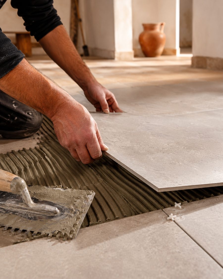 Pose de carrelage par un artisan à Pau